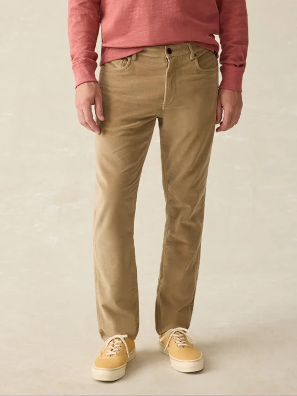 Faherty Stretch Terry Corduroy 5 Pocket Pant-Barley